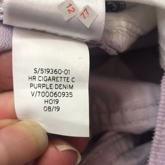 GAP High Rise Cigarette Lilac Corduroy Cropped Jeans, size 14 - Picture 12 of 15